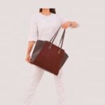 Dark brown suede classic tote bag - Image 2
