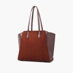 Dark brown suede classic tote bag - Image 4