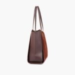 Dark brown suede classic tote bag - Image 9