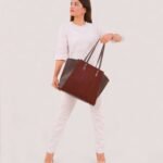 Dark brown suede classic tote bag - Image 14