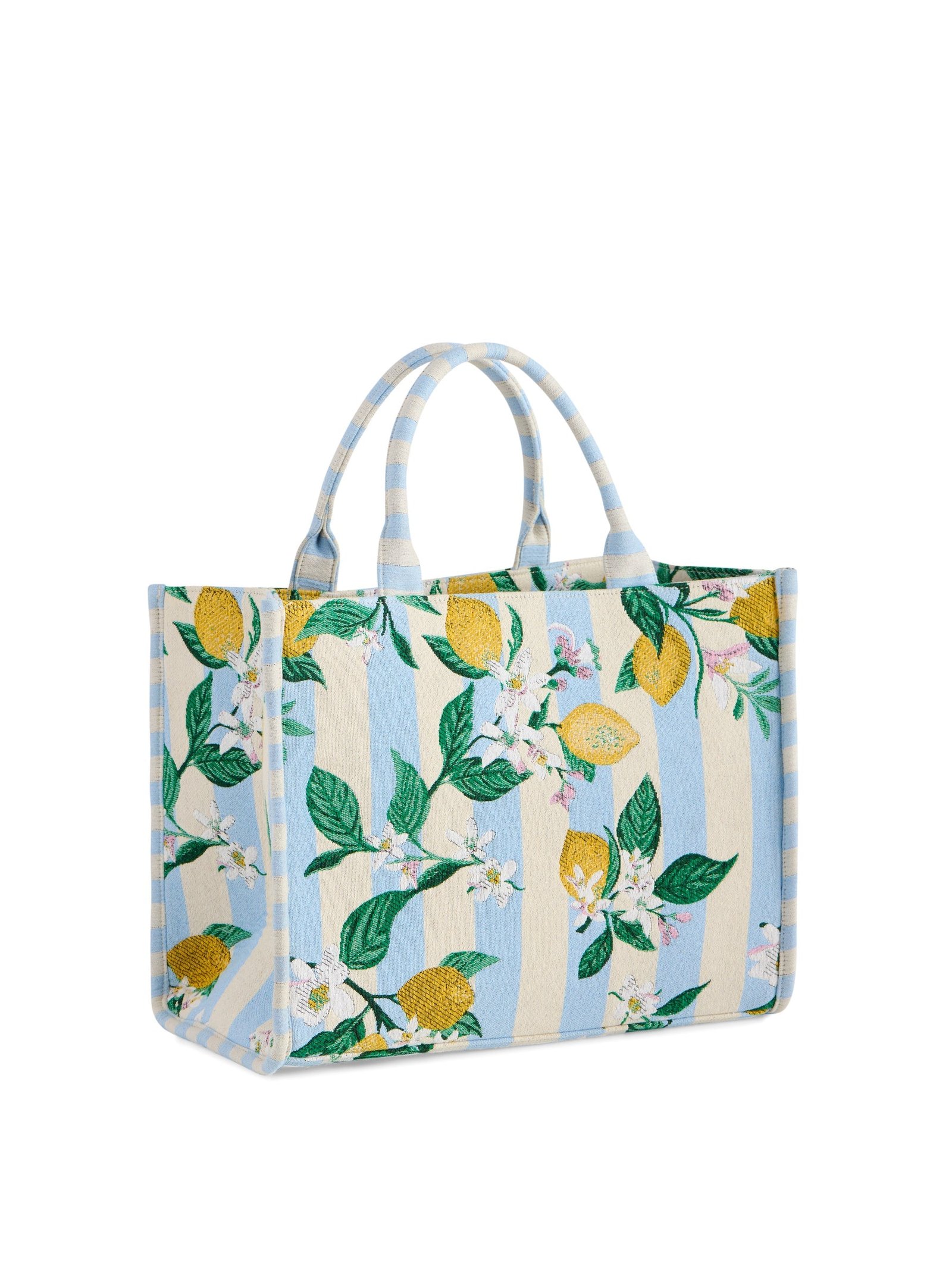 01-49-025BLU.jpg Lemon Stripe Tote Bag - Image 1