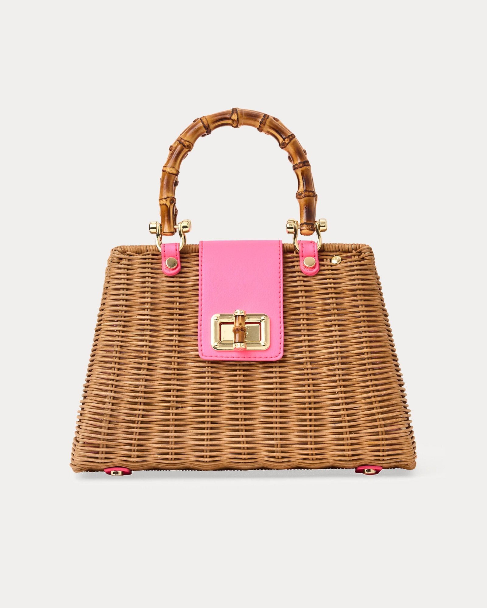 017316_cherryblossompinkxhoney_a1-sf.jpg Lilly Pulitzer Leena Top Handle Bag - Cherry Blossom Pink - Image 1