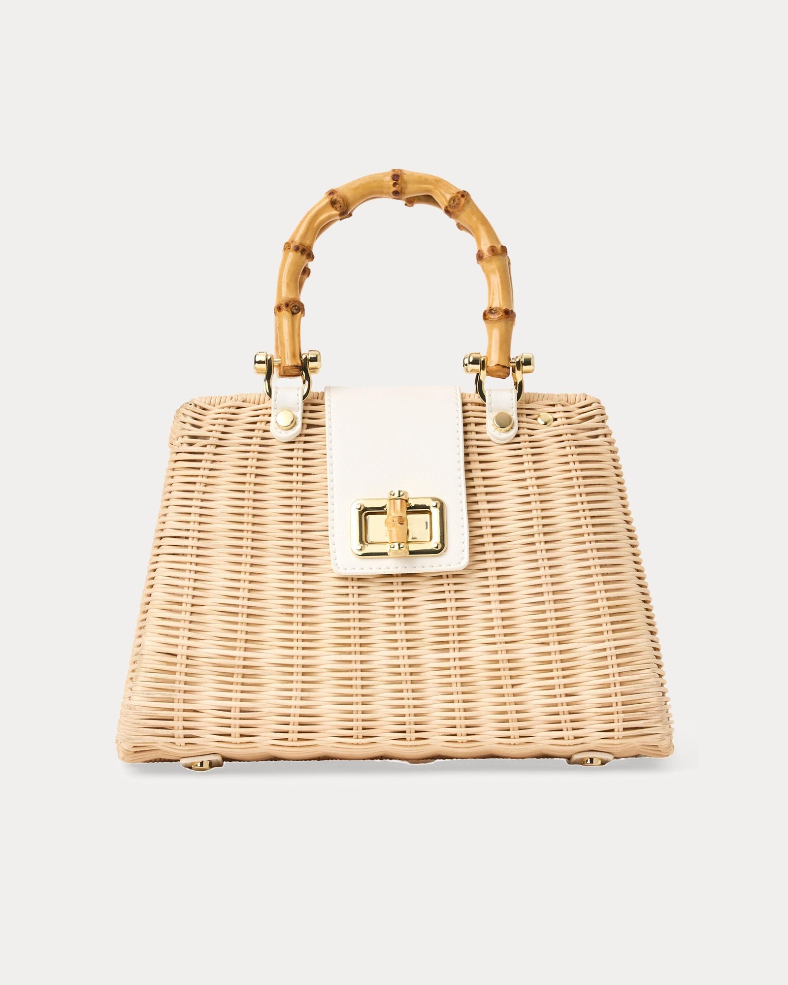 017316_resortwhitexnatural-sf.jpg Lilly Pulitzer Leena Top Handle Bag - White X Natural - Image 1