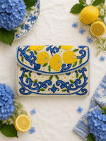 Lemon Beaded Clutch