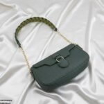 HBGP00069 Willow Strap Jute Armpit Bag Green - HBGP - Image 4