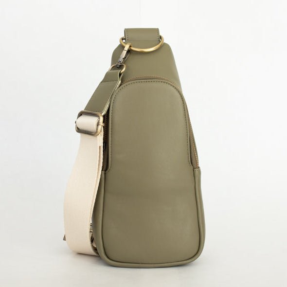 newproduct_phots-19_7d3d425d-4a4e-476a-b7c0-c1f60fa3618f Nikki Sling | Matcha Vegan Leather Modern Everyday Bag with Brass Hardware - Image 1